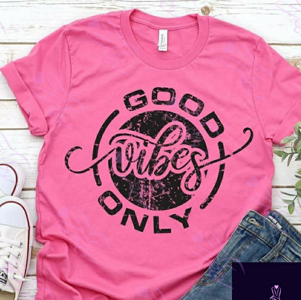 NEW PINK GOOD VIBES ONLY T-SHIRT
